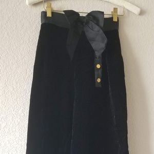 CHANEL BLACK VELVET HIGH WAIST PANT 36